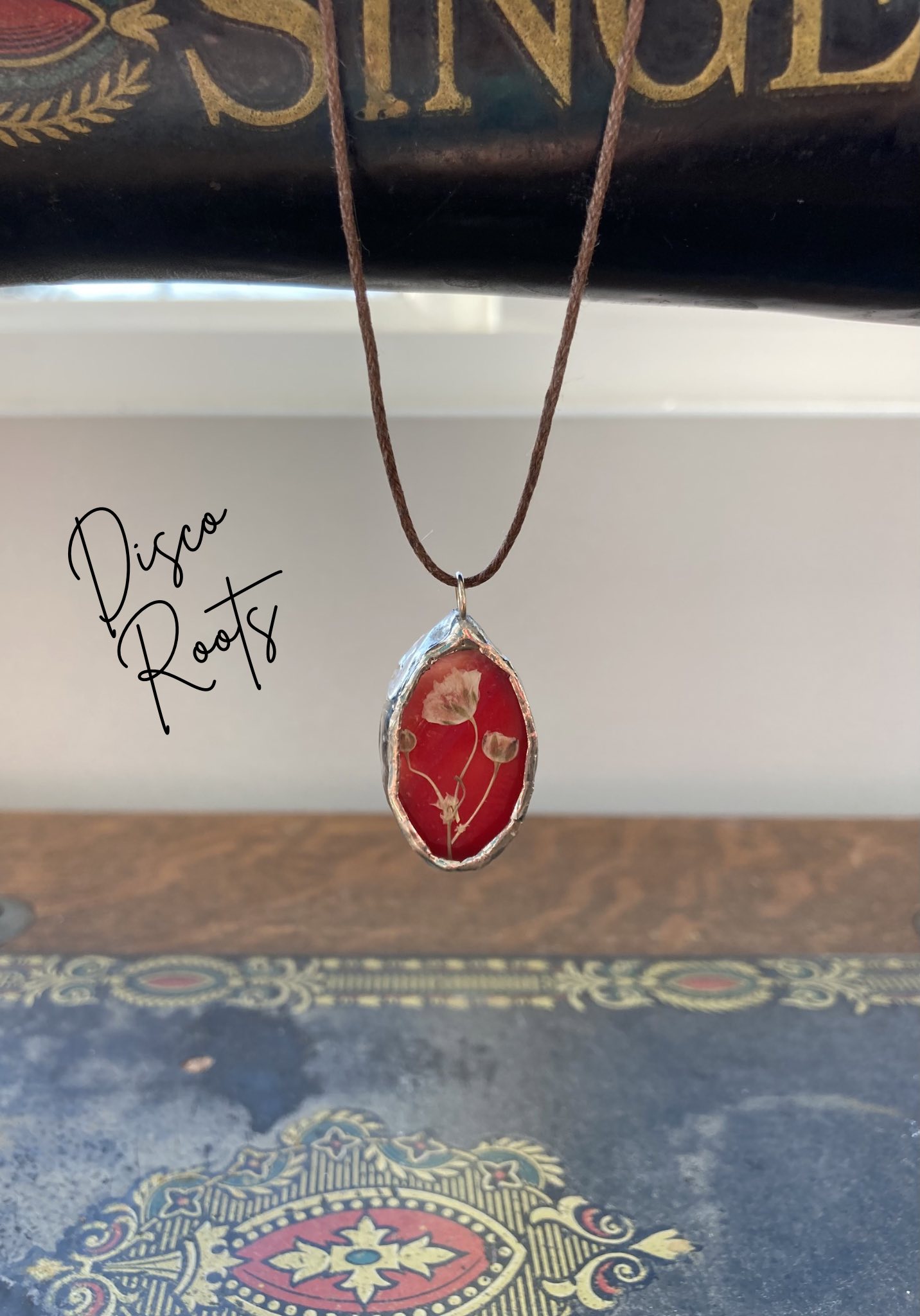 Multi-Bloom Stained Glass Pendant and Cord