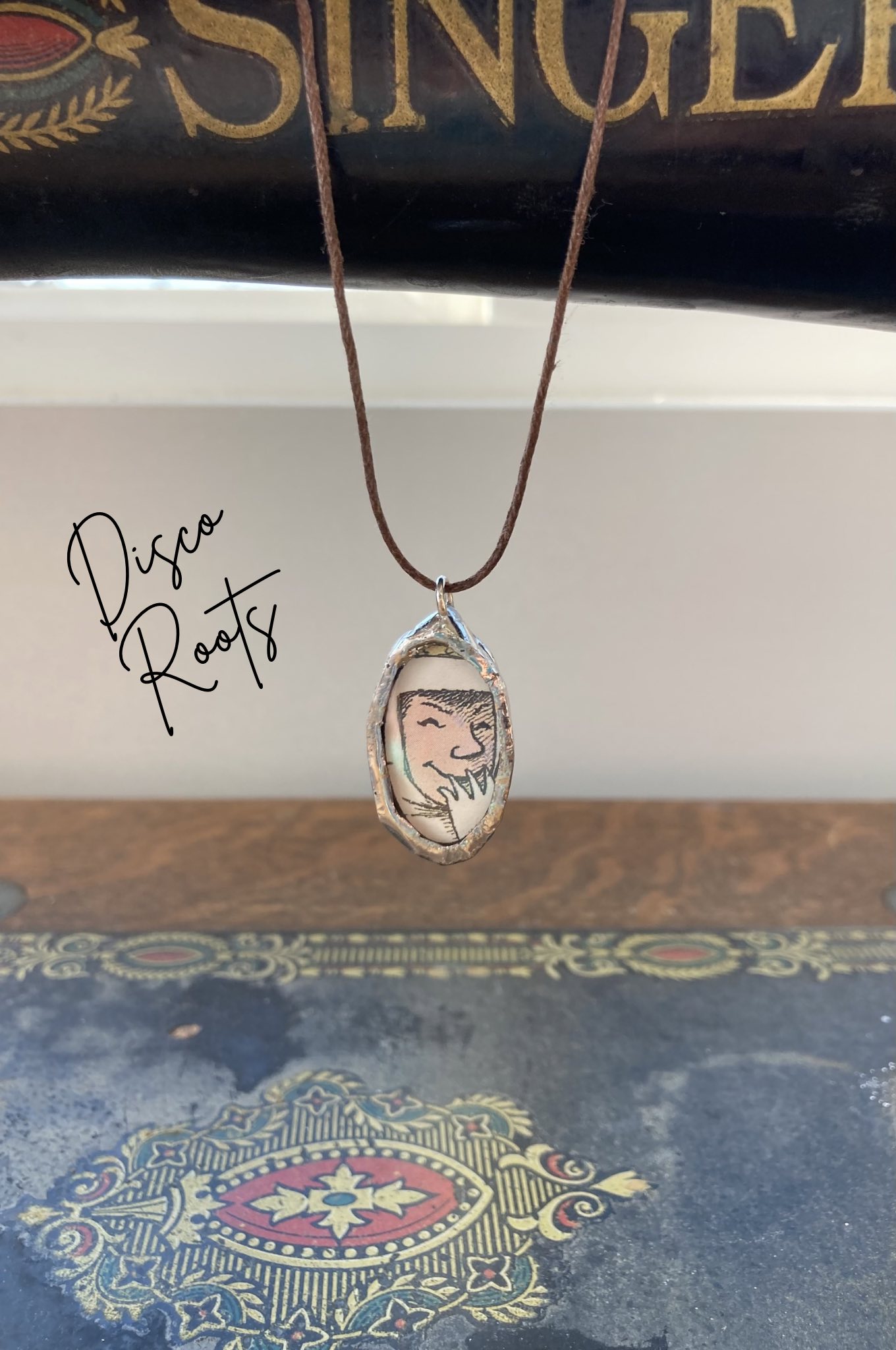 Laughing Max Stained Glass Pendant and Cord