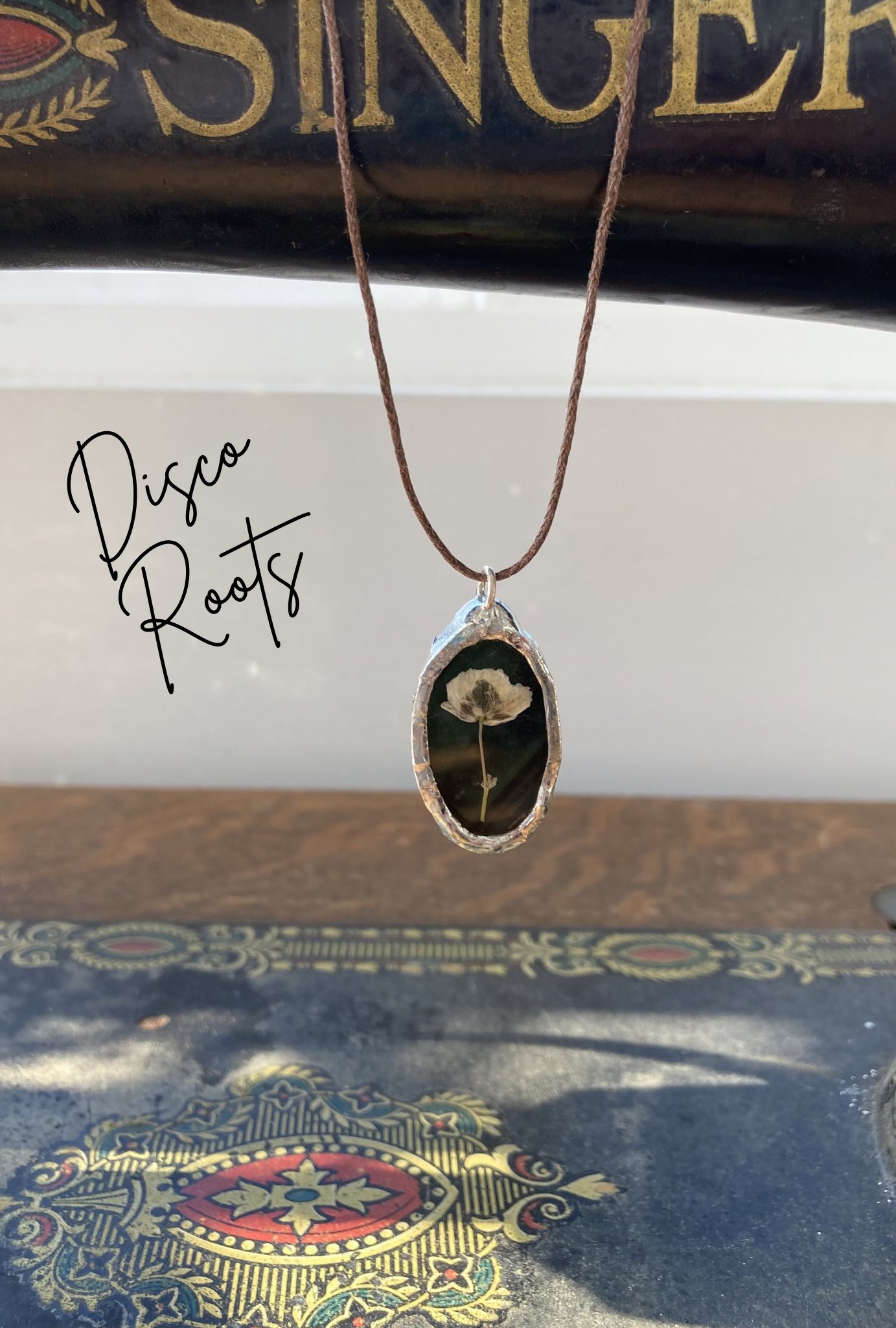 Forest Green Stained Glass Pendant and Cord