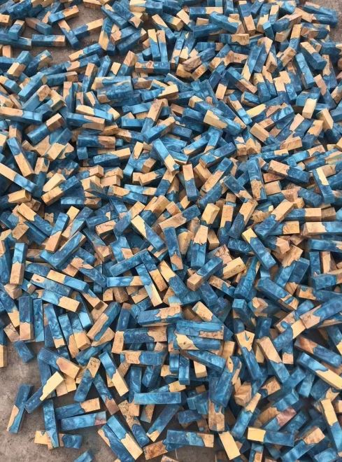 Blue and Natural Wood Knife Scales