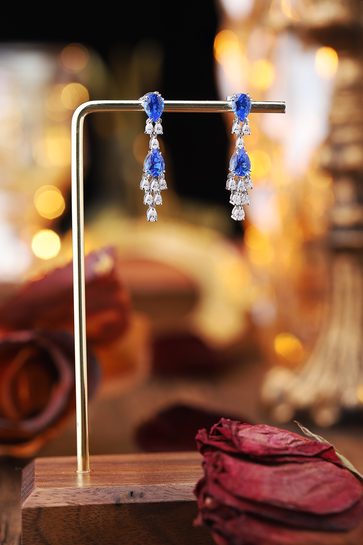 Elegant Blue Crystal Drop Earrings