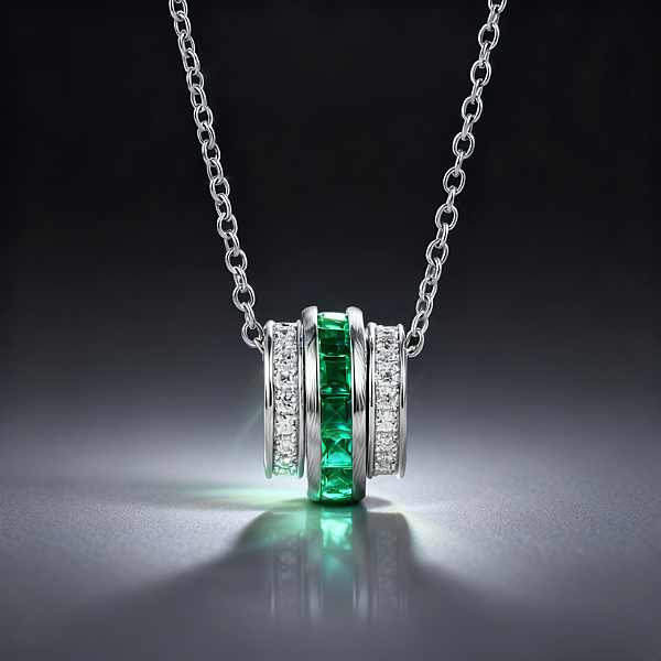Emerald and Diamond Pendant Necklace