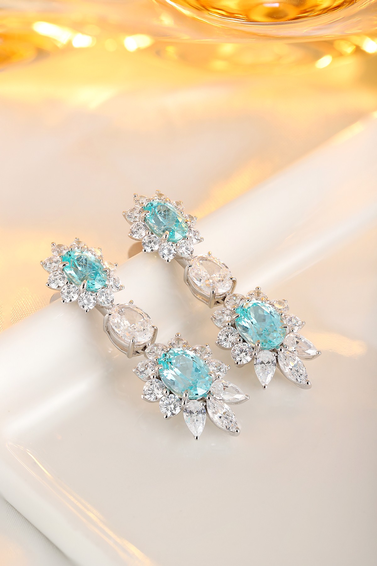 Elegant Aquamarine Crystal Earrings