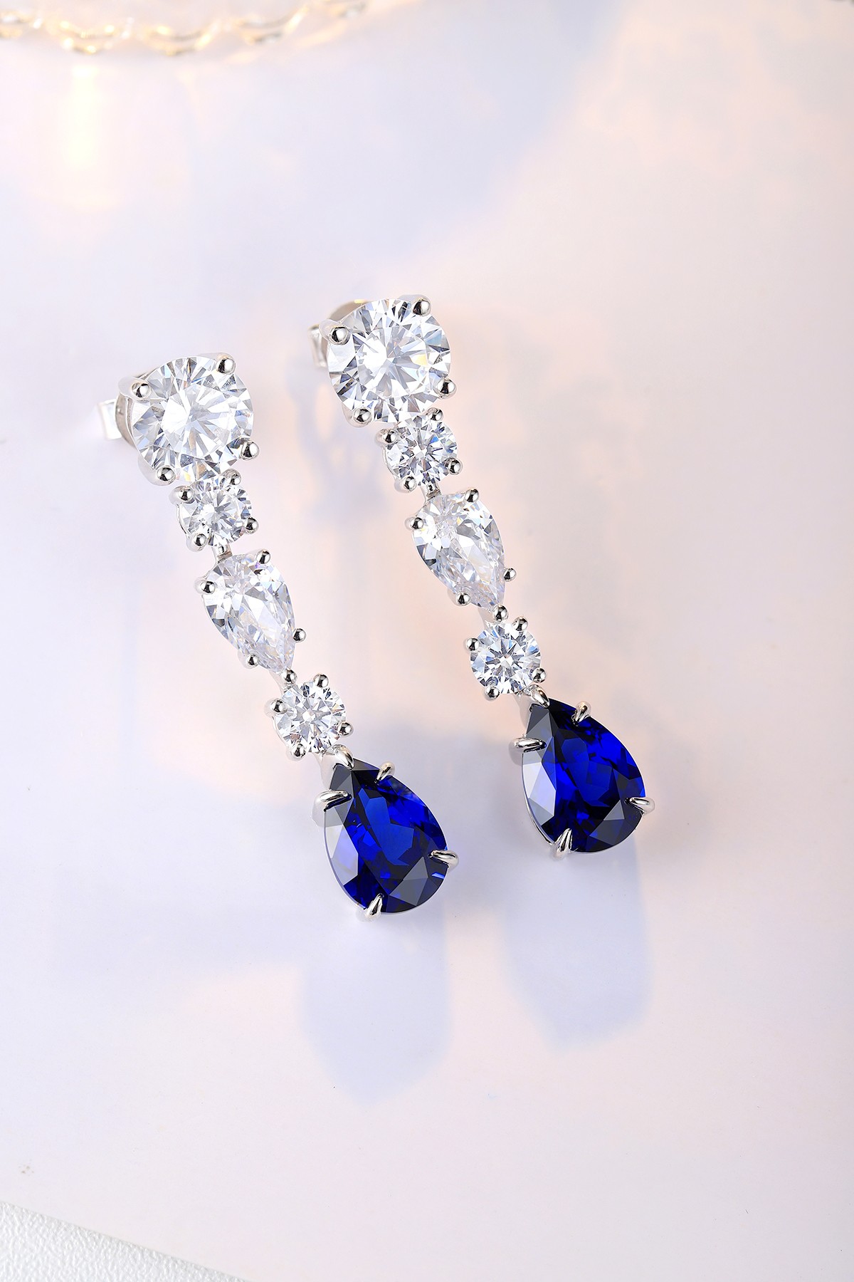 Elegant Blue Crystal Drop Earrings