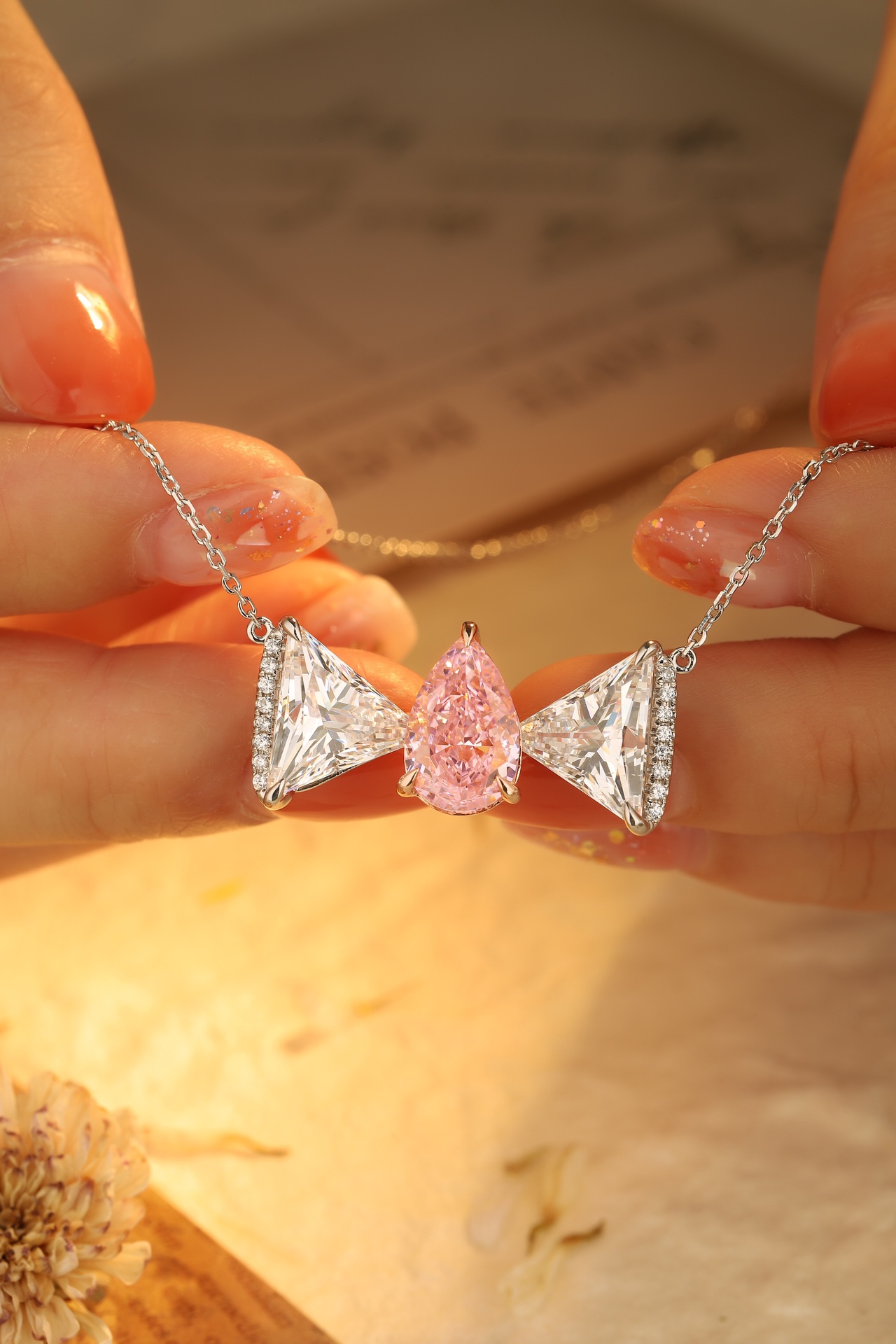 Elegant Pink Crystal Necklace