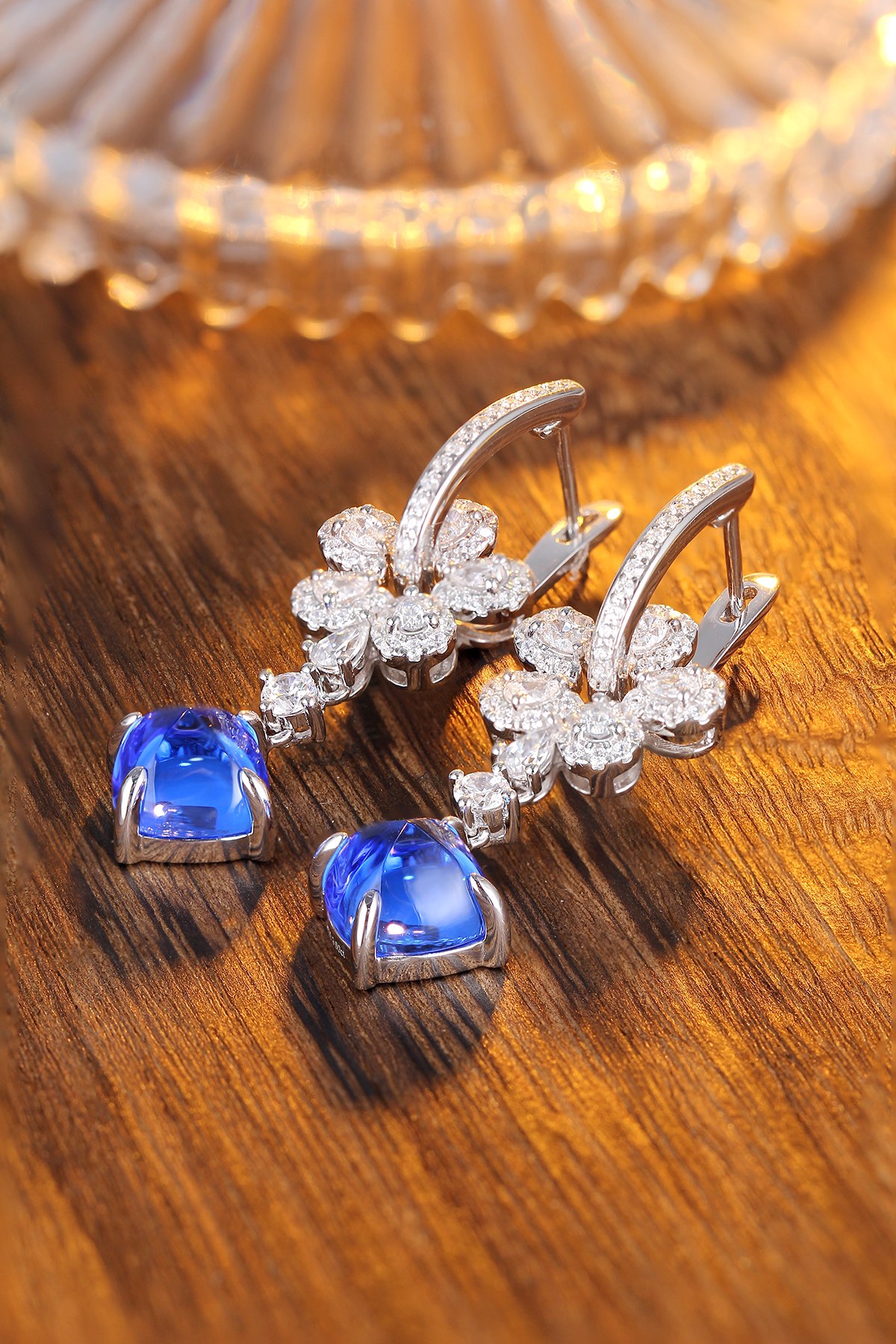 Blue Gemstone Drop Earrings