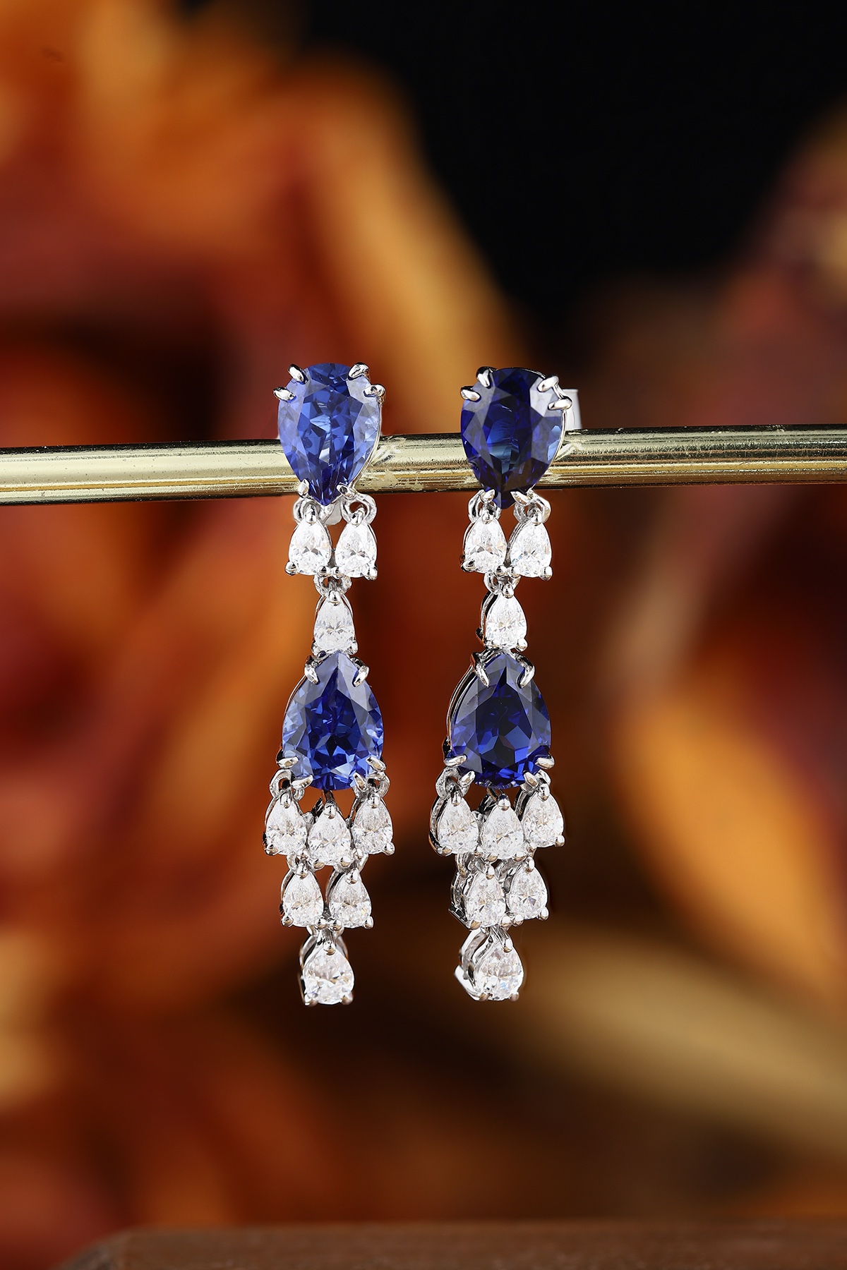 Sapphire and Diamond Drop Earrings