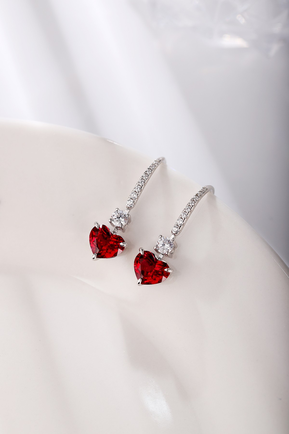 Heart-Shaped Ruby Earrings