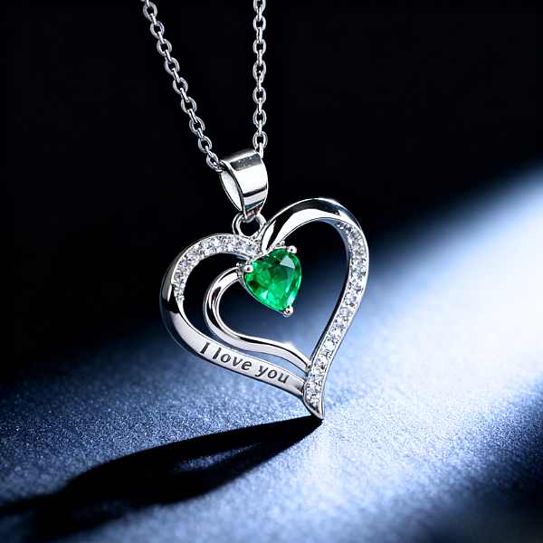Heart-Shaped Emerald Pendant Necklace