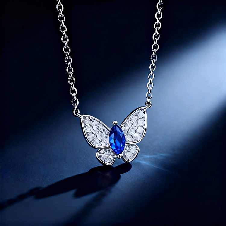 Butterfly Sapphire Pendant Necklace