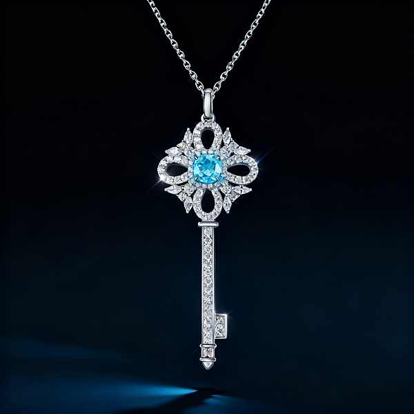 Elegant Key Shaped Pendant Necklace