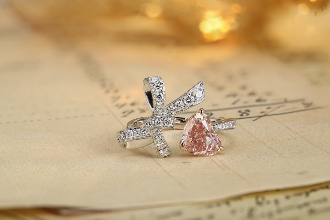 Diamond Ring with Pink Gemstone