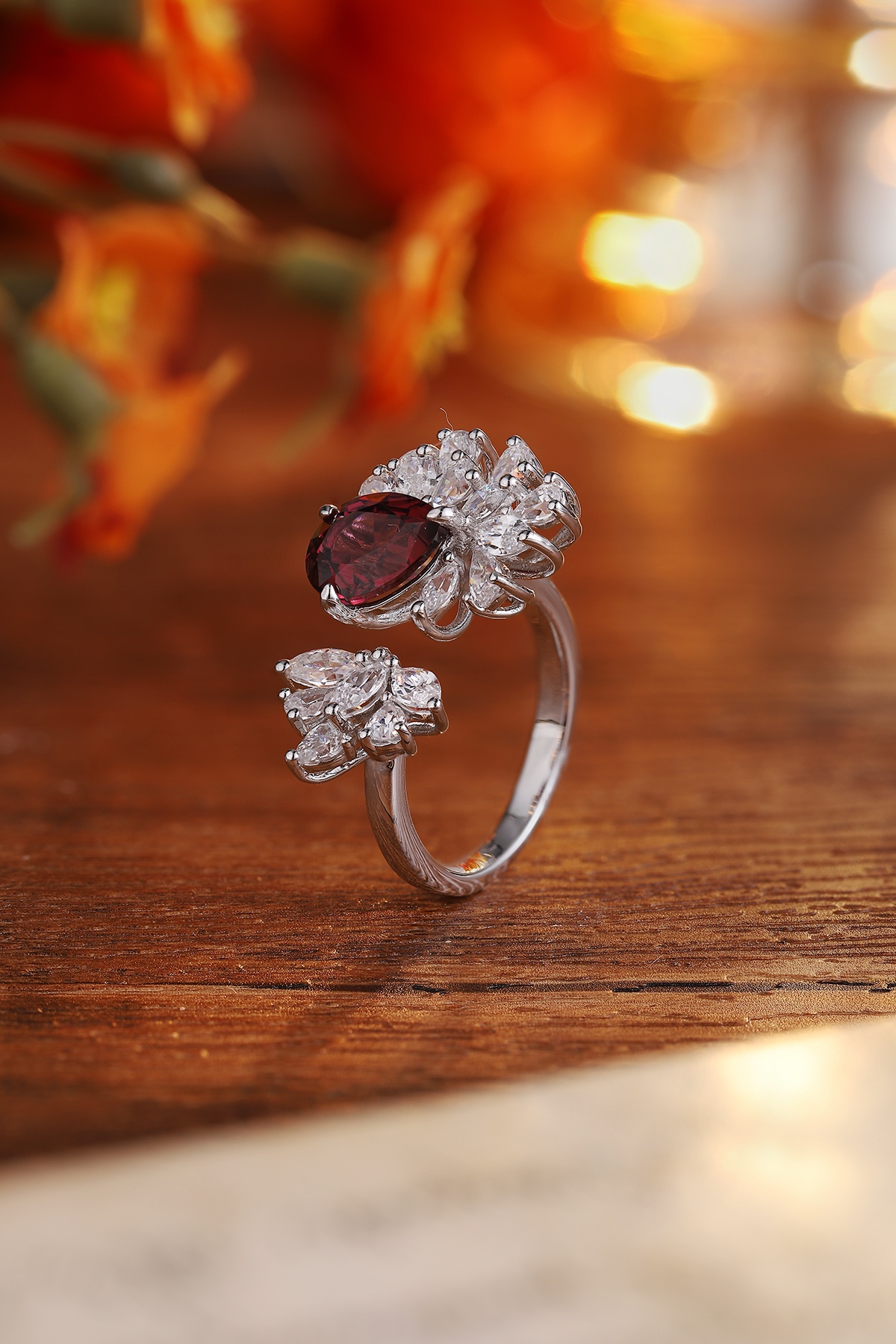Elegant Floral Gemstone Ring