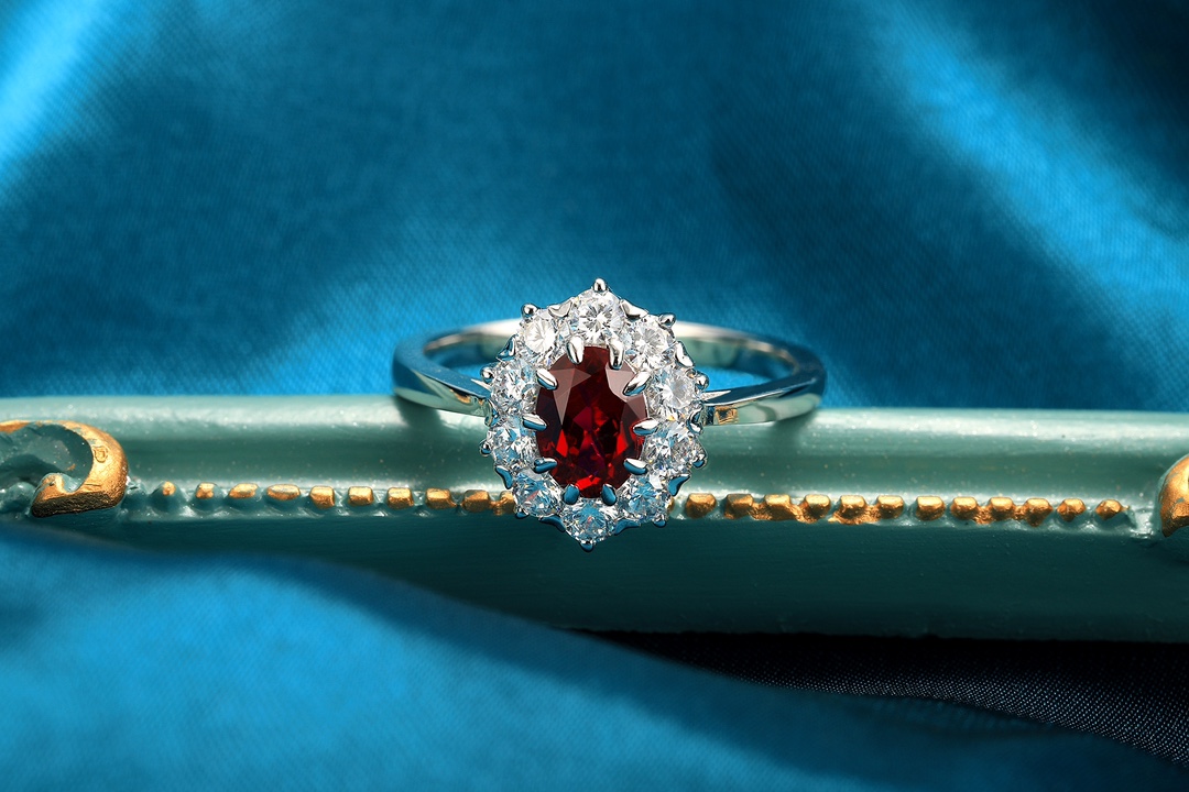 Ruby and Diamond Halo Ring