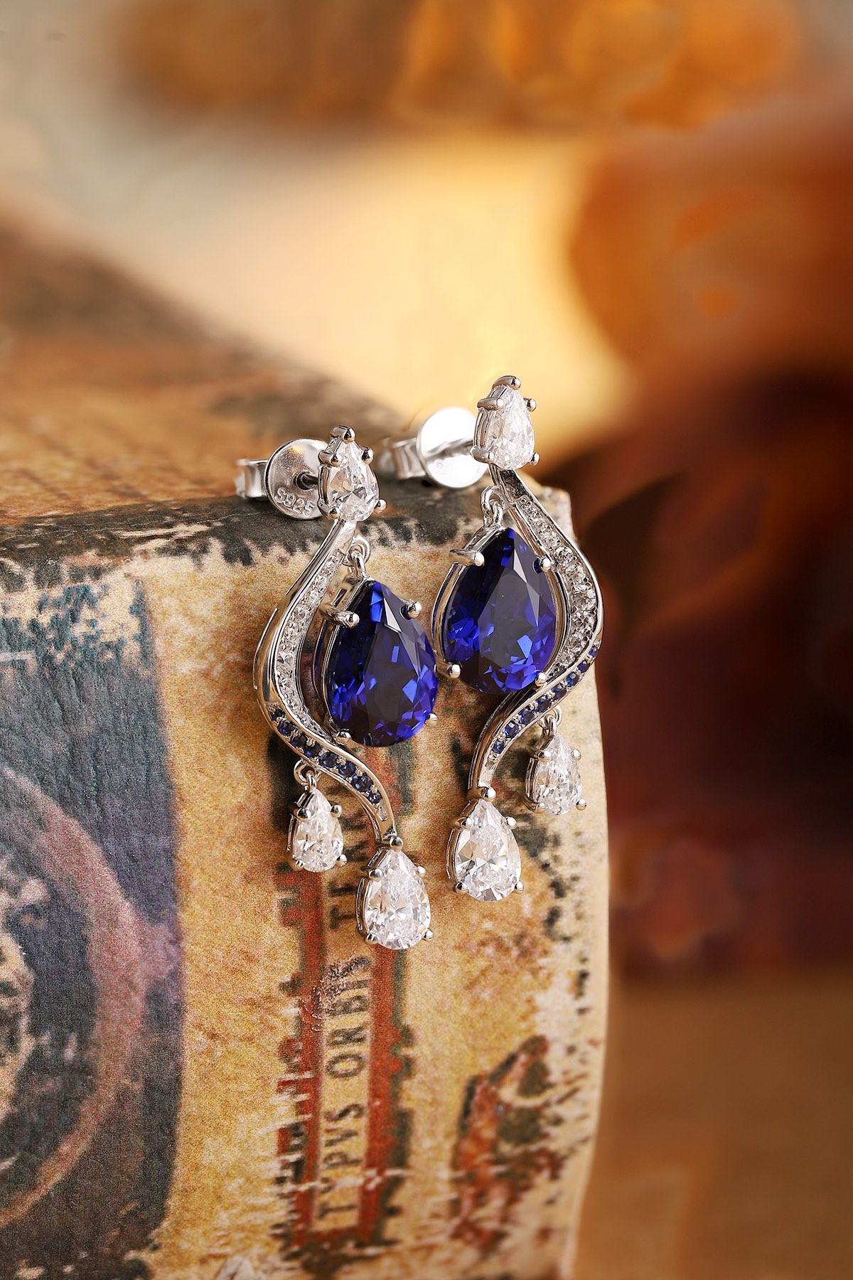 Elegant Sapphire and Diamond Drop Earrings