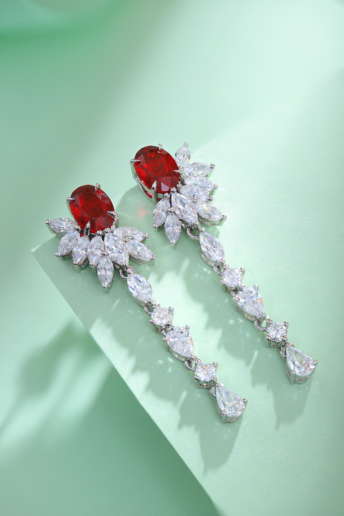 Elegant Red Gemstone Drop Earrings