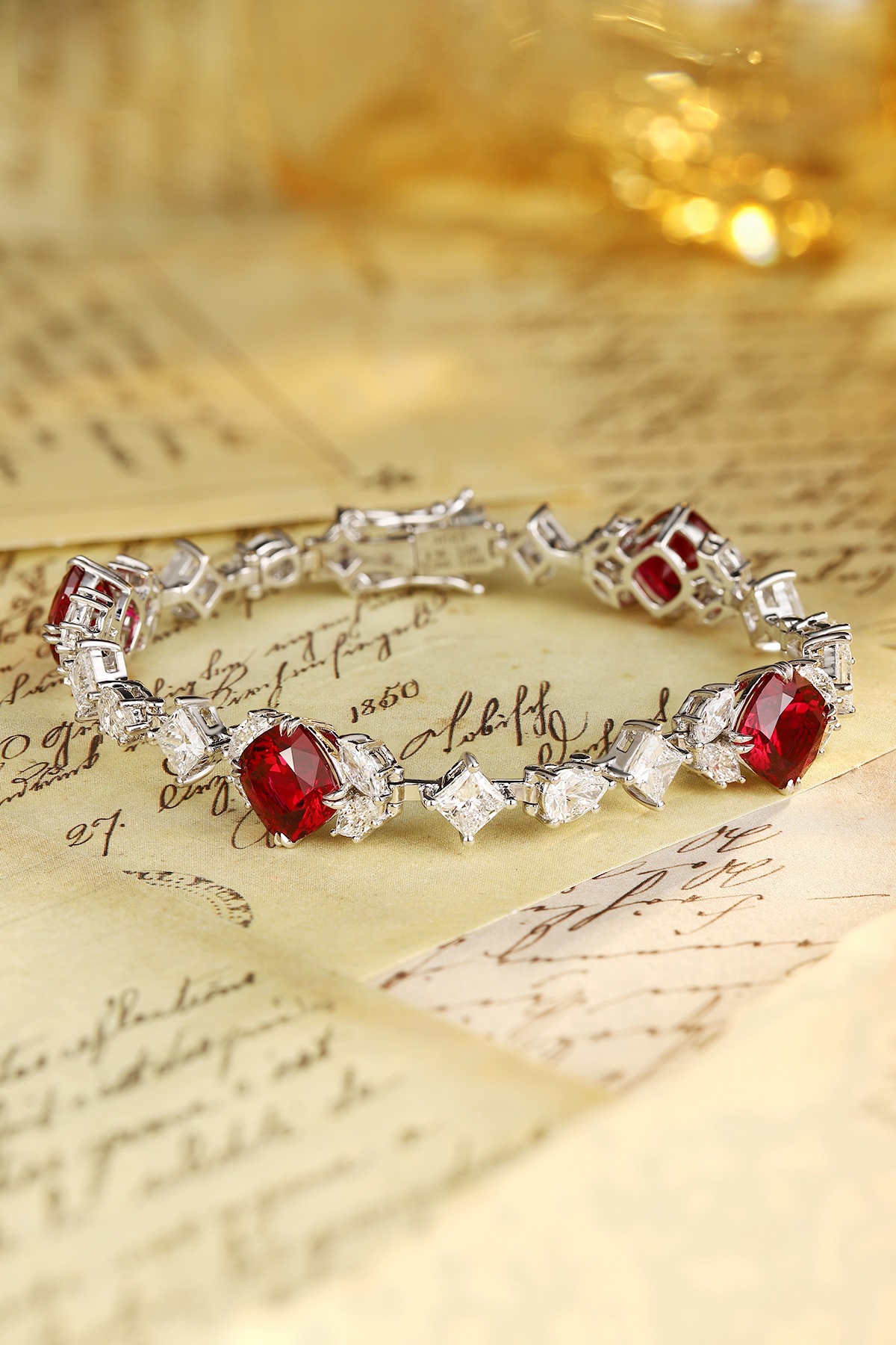 Elegant Ruby and Diamond Bracelet