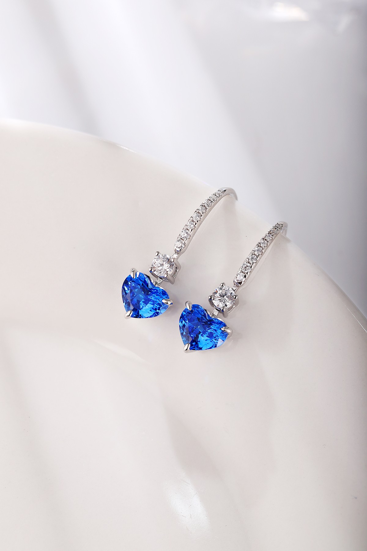Blue Heart-Shaped Gemstone Earrings