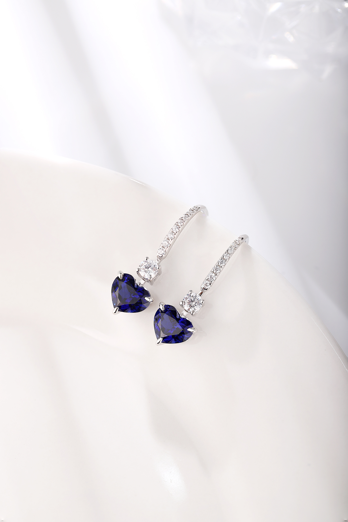 Heart-Shaped Blue Gemstone Earrings
