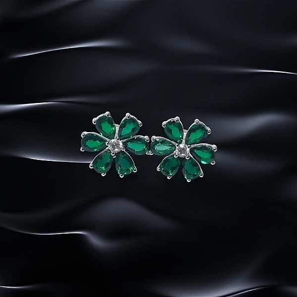 Emerald Flower Earrings