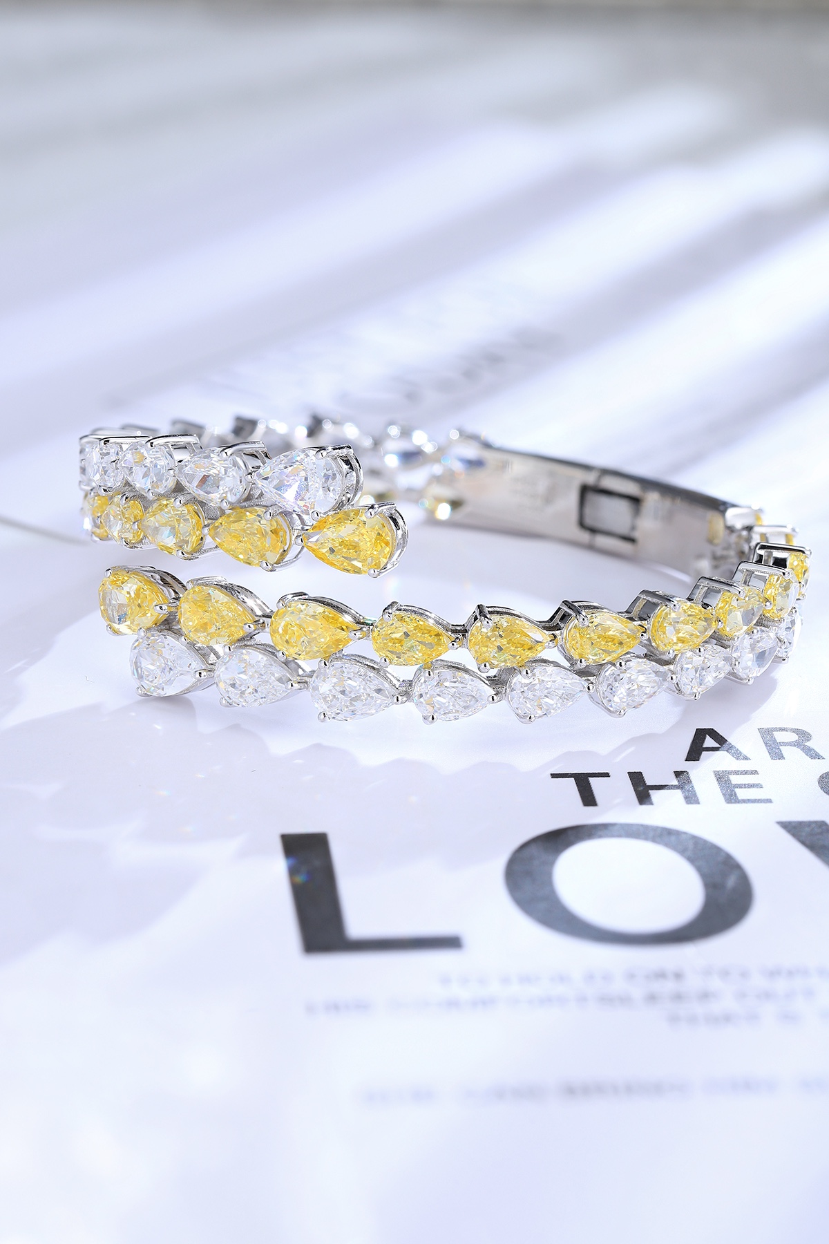 Elegant Yellow and White Gemstone Bracelet