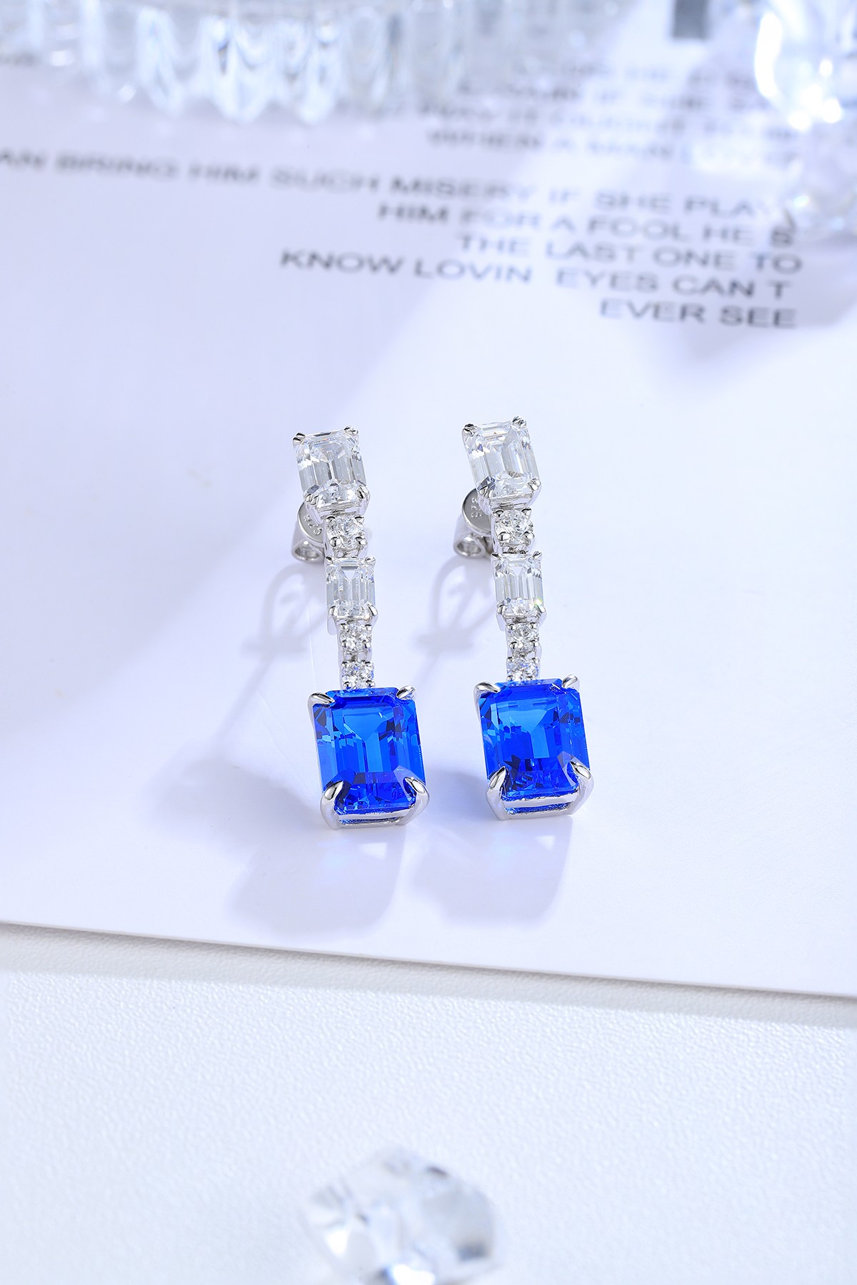 Blue Gemstone Drop Earrings