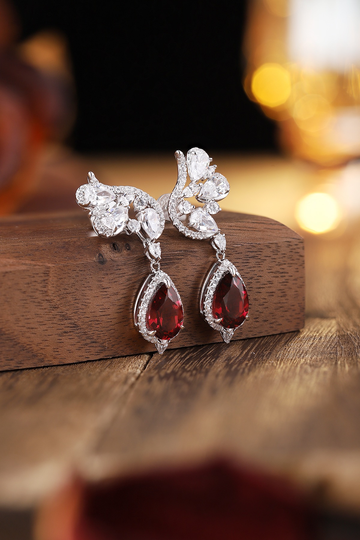 Elegant Red Gemstone Earrings