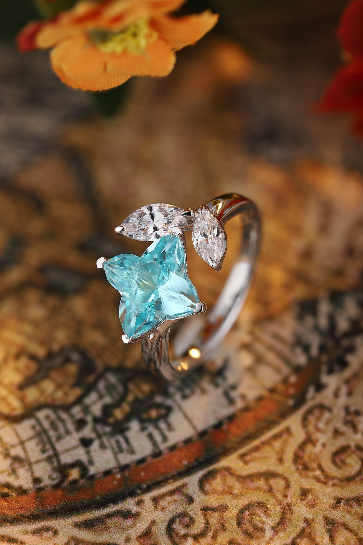 Elegant Blue Crystal Ring