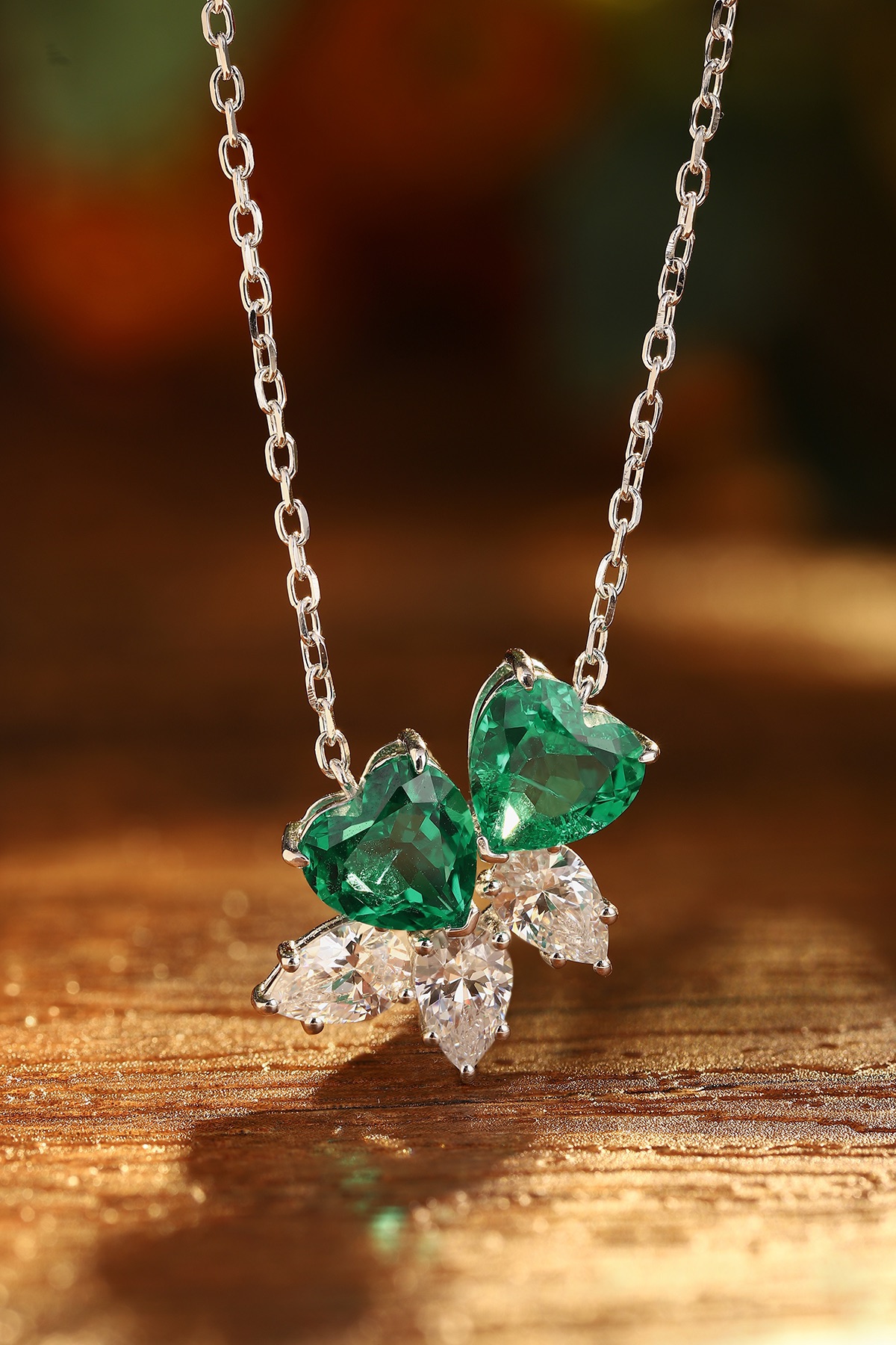 Emerald Heart Pendant Necklace