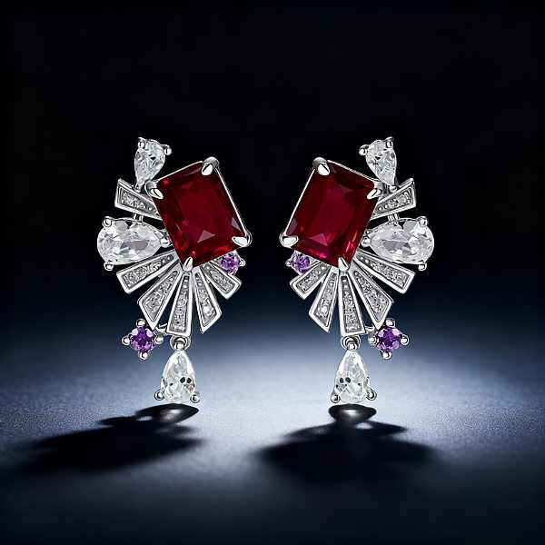 Elegant Ruby and Diamond Earrings