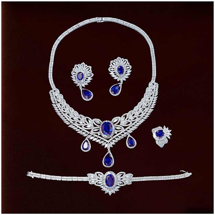 Blue Sapphire Diamond Jewelry Set