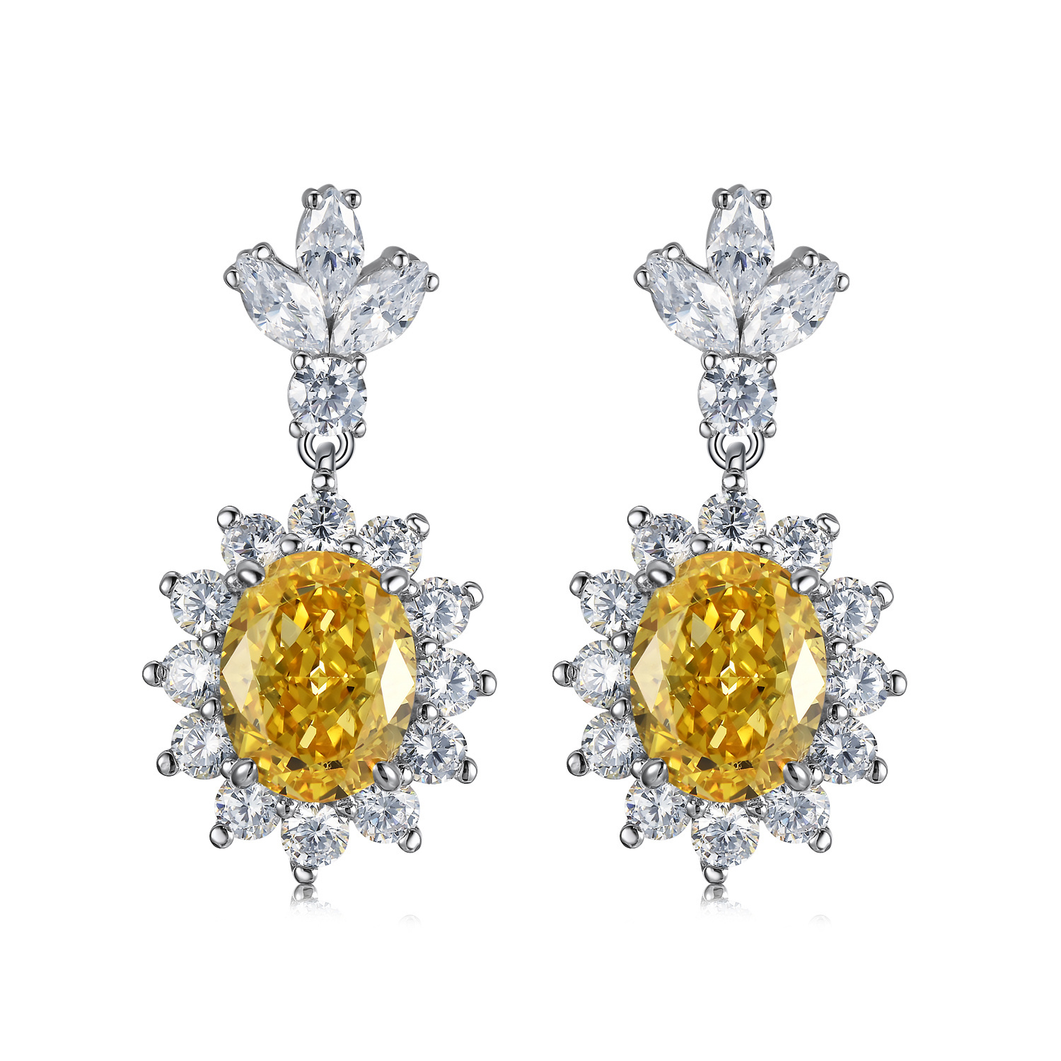 Yellow Diamond Drop Earrings