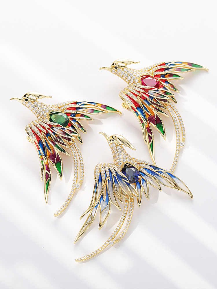Colorful Phoenix Brooch Set