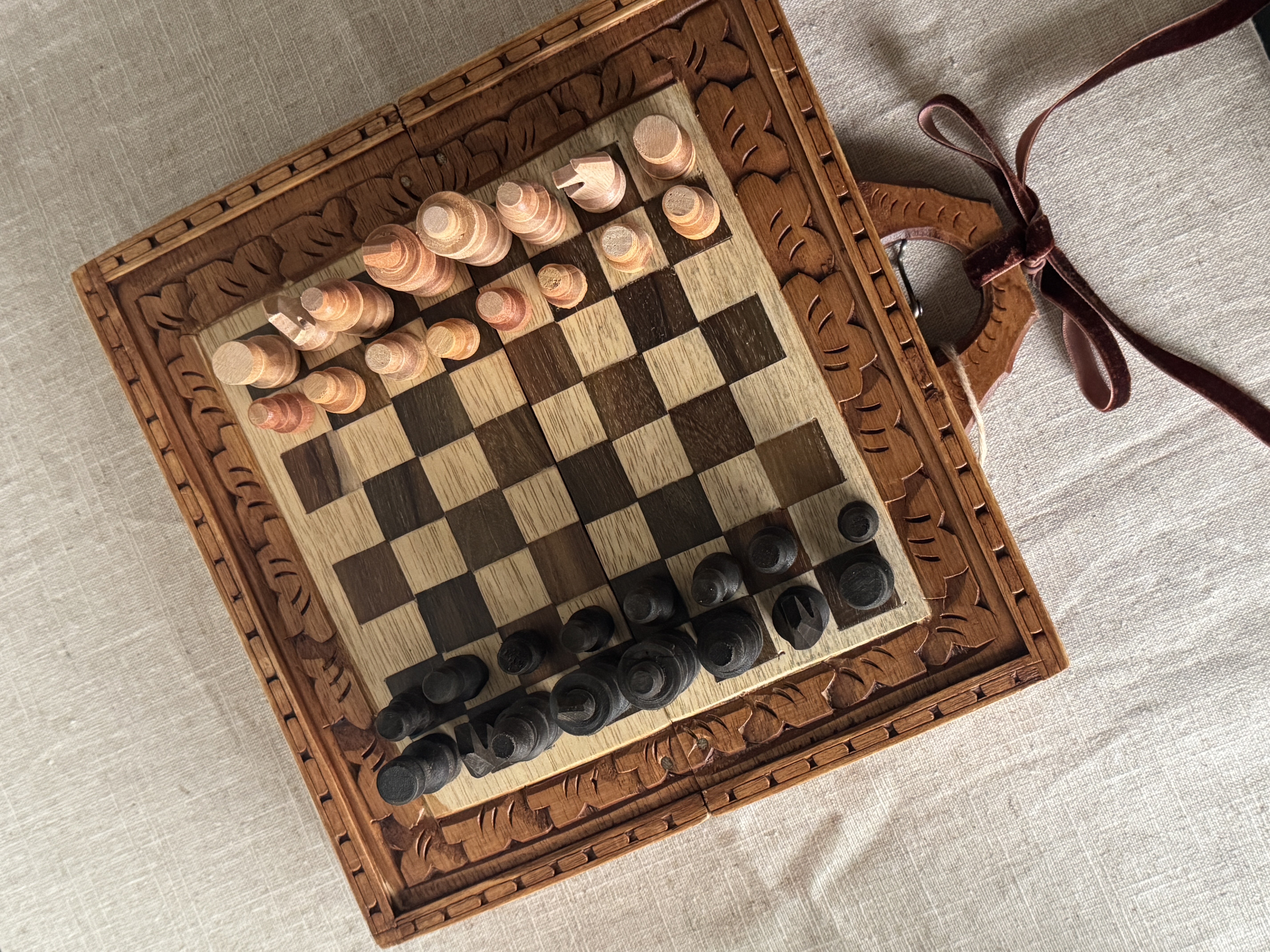 Handcrafted Wooden Chess Set Box