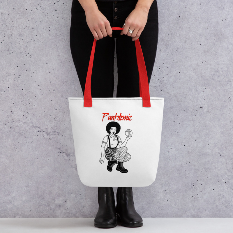 Tote bag Rude Chick (red handle)