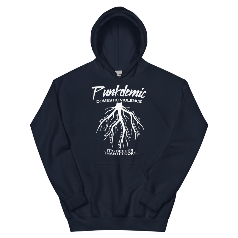 Punkdemic Domestic Violence Awareness Unisex Hoodie White Artwork Design