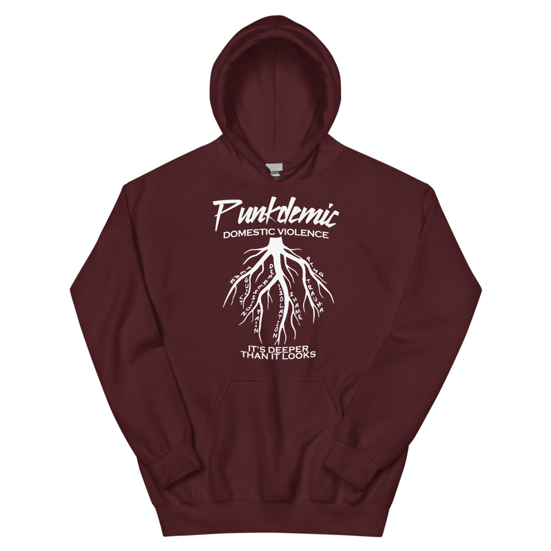 Punkdemic Domestic Violence Awareness Unisex Hoodie White Artwork Design