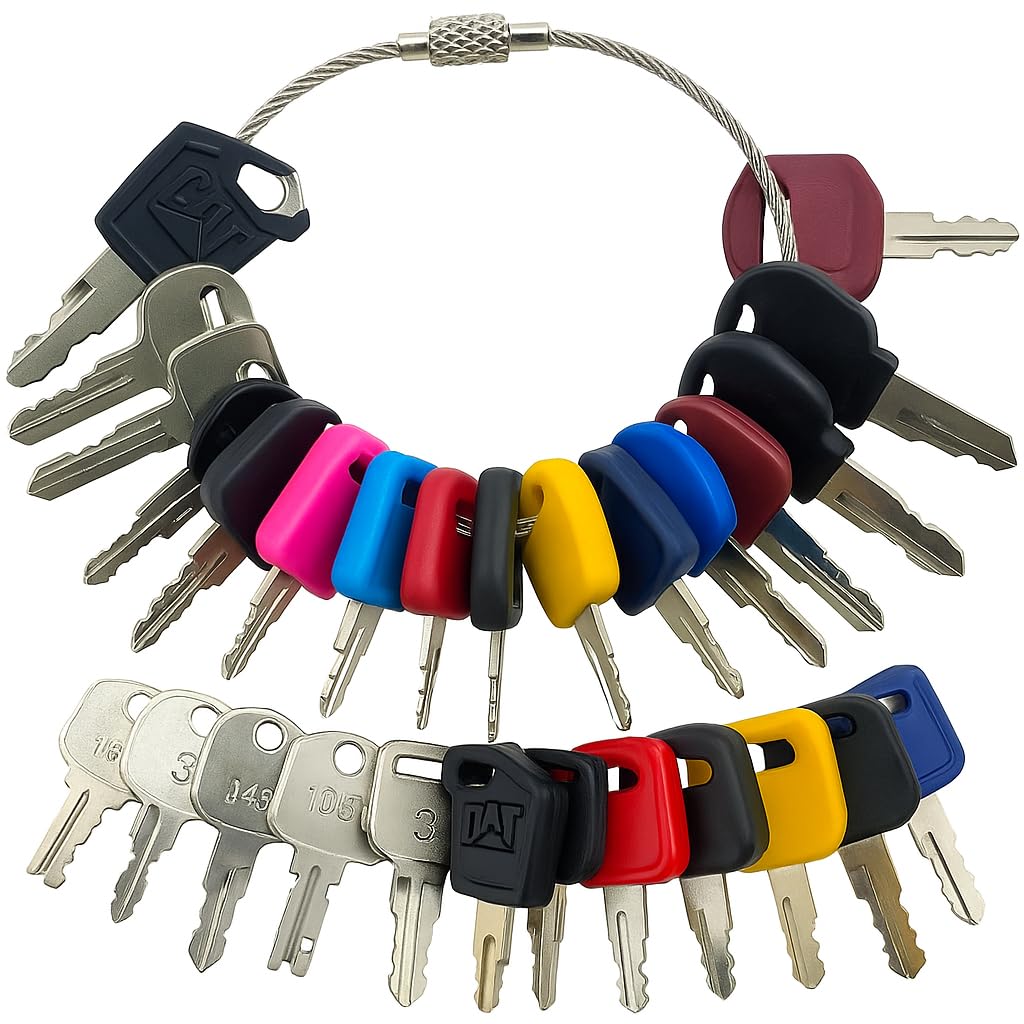 Multi Heavy Equipment Master Key, 22 Contractor Retal Set Fit Case JCB 14603 K250 KOM 787 Volvo 777 Bobcat Bomag Terex JLG Hyundai Ford New Holland Hitachi Hyster 166 Yanmar Takeuchi Toyota Kubota