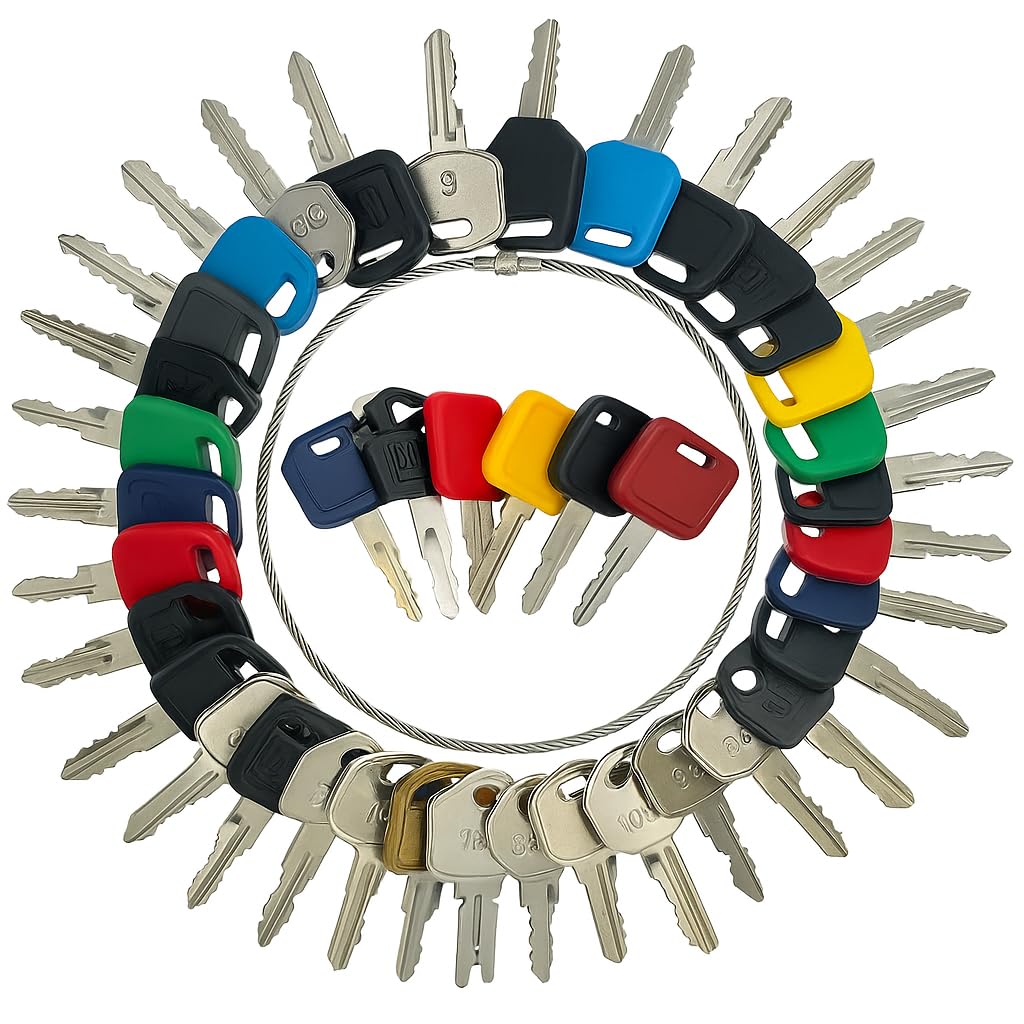 Contractor Equipment Ignition Master Key Set, 32 Construction Switch Start Machine Keys for Hyster CAT 5F8500 J.D. Sany KOM Volvo Bobcat Kubota JCB Case Ford New Holland Hitachi Yanmar Takeuchi Terex
