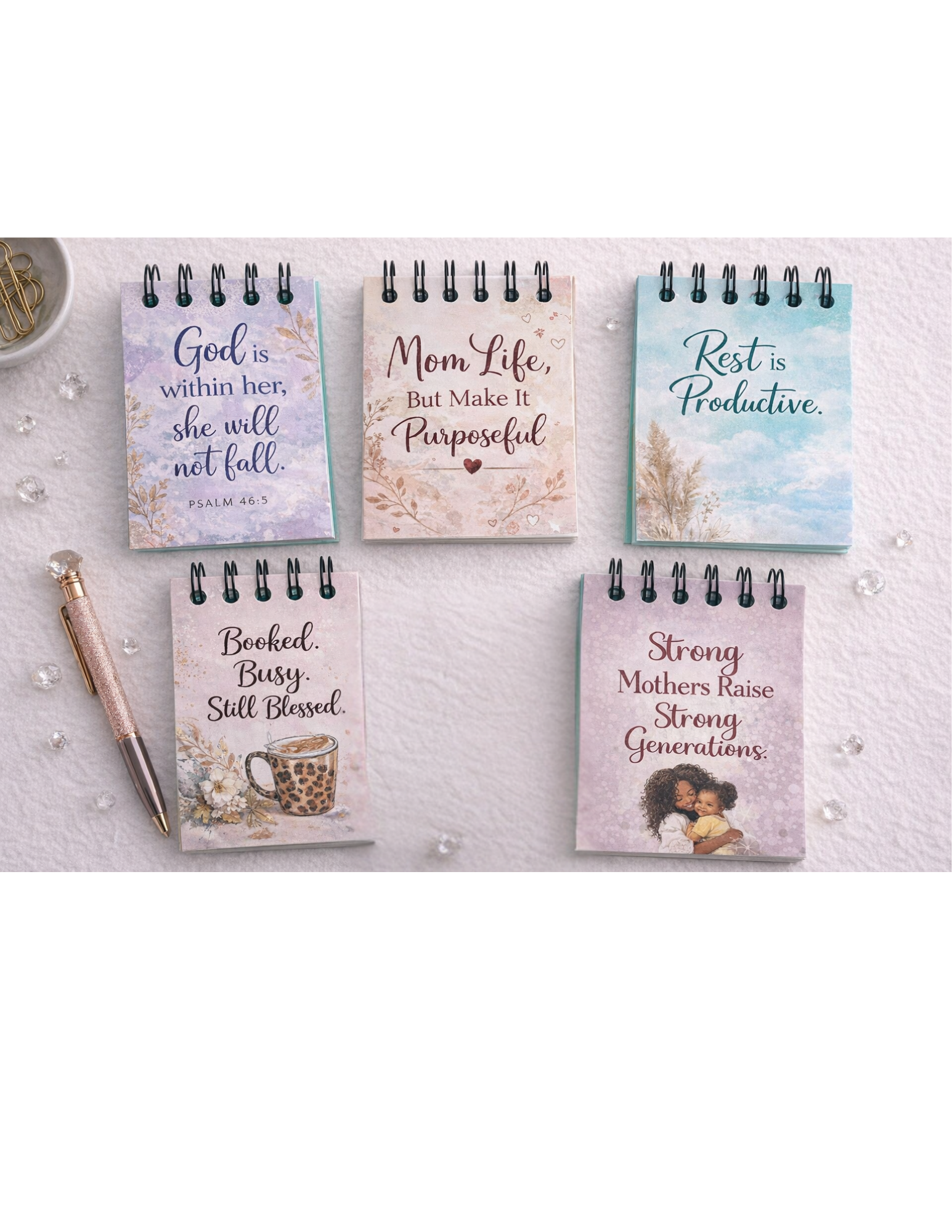 Motivational Notebook for Busy Moms, Faith Based Journal Gift, Personalized Encouragement Notebook, Self Care Gift for Women