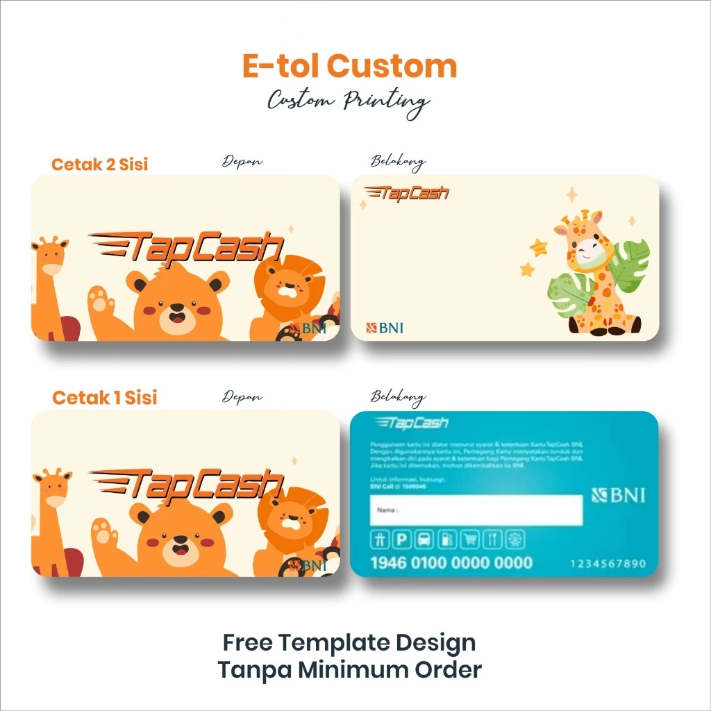Tapcash Custom Bebas Desain | Kualitas Terbaik | E-toll Bank BNI