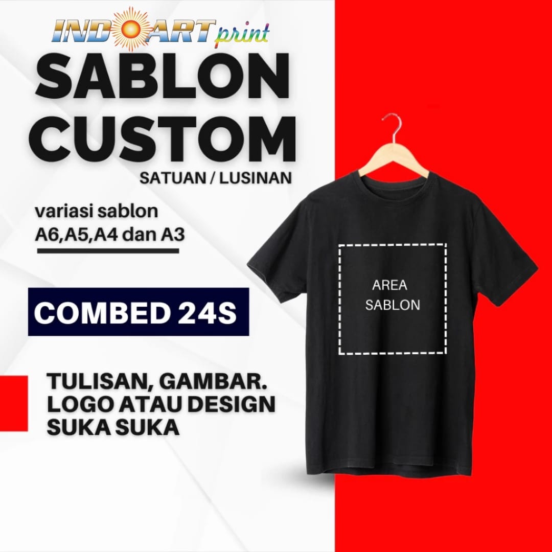 Kaos Sablon Custom Cotton Combed 24s Design Sendiri sablon gambar tulisan Suka-Suka kaos katun