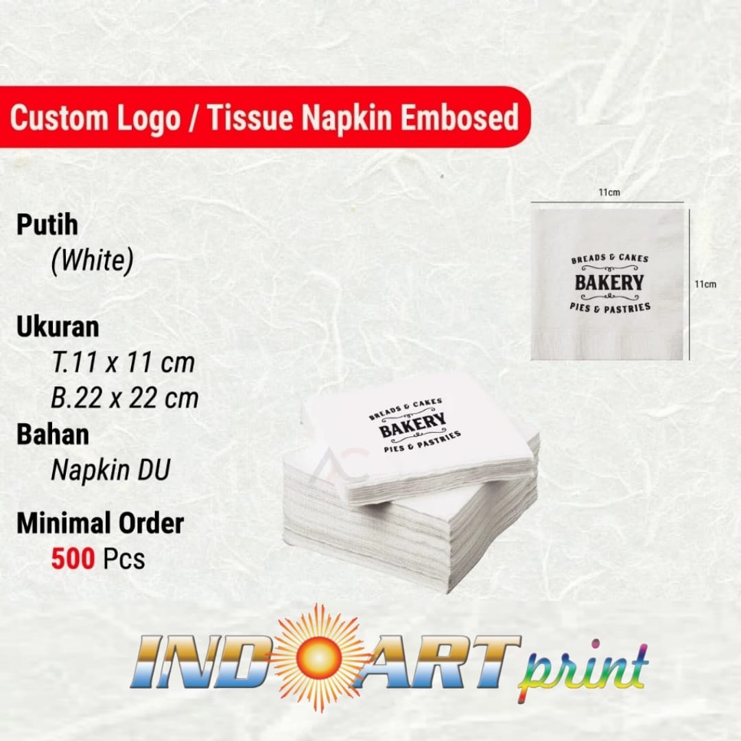 Tissue White Cocktail Napkin - Custom Logo - 100's