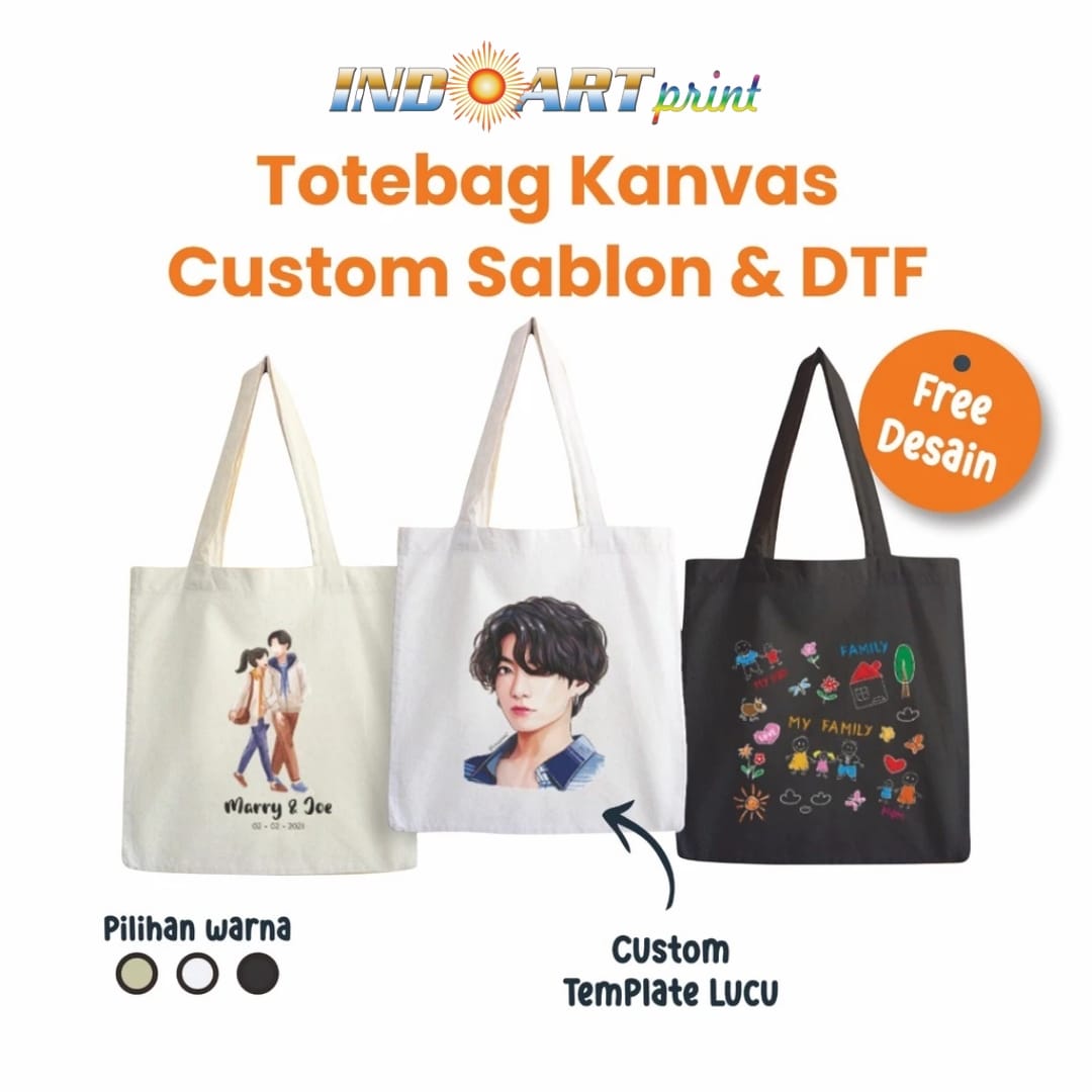 Totebag Kanvas Custom Sablon & DTF