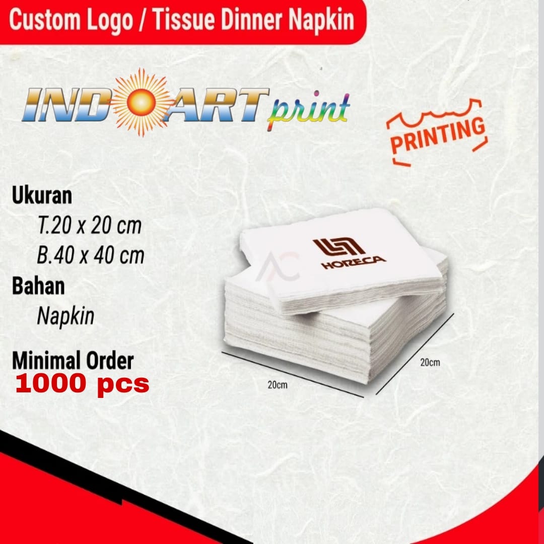 TISSUE PRINTING DINNER NAPKIN WHITE (CUSTOM PRINTING LOGO)