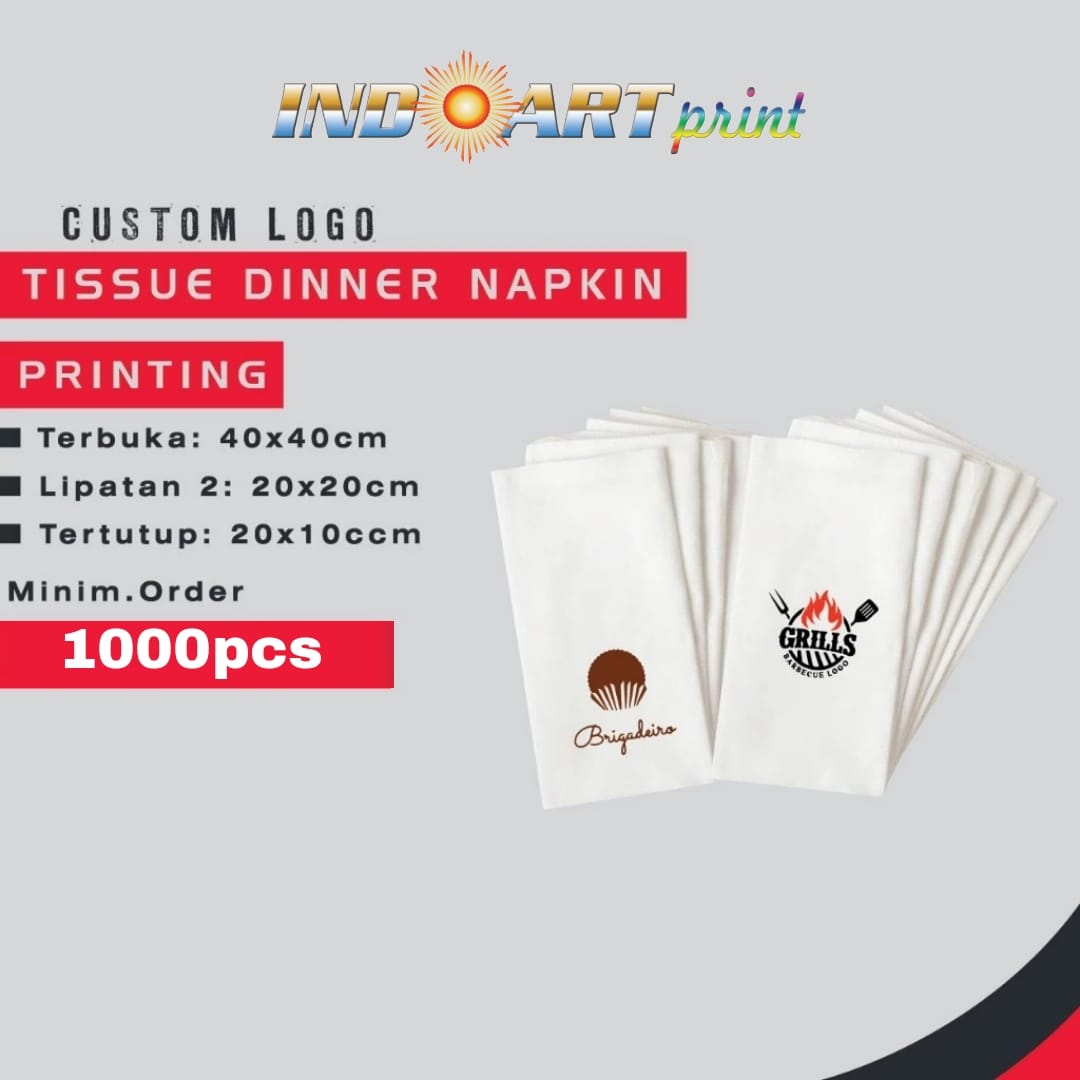 TISSUE PRINTING DINNER NAPKIN WHITE (CUSTOM PRINTING LOGO)