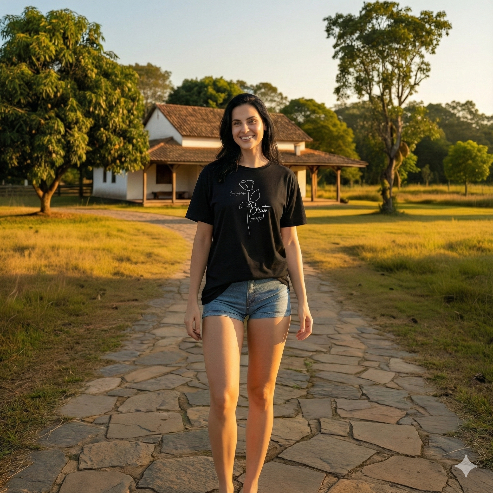Camiseta Preta Doce por fora e Bruta por dentro