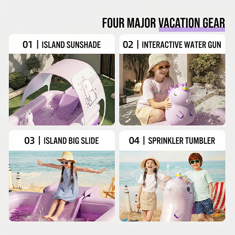 Unicorn Inflatable Pool with Slide