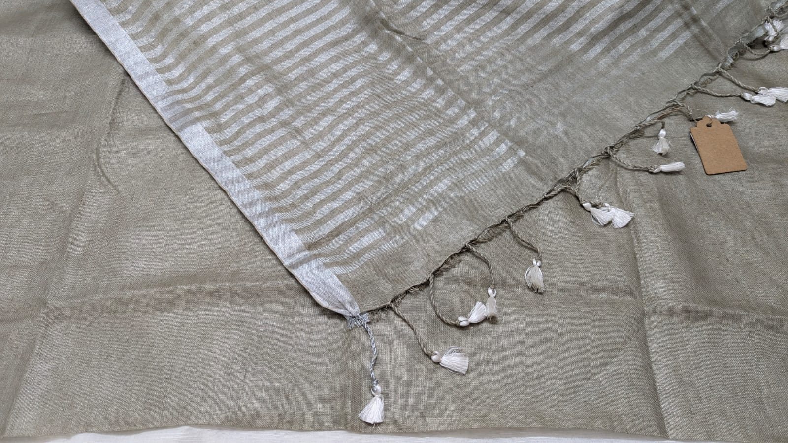 Linen Silk Saree Gray with Silver
