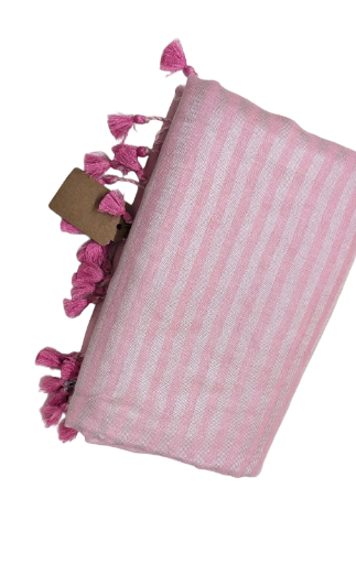 Linen Silk Saree Pink with Silver